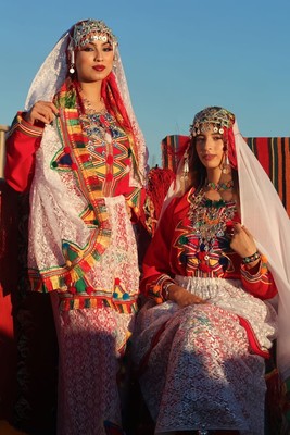 Ensemble robe caftan berbère tissu CHELHA, AMAZIGH vêtement