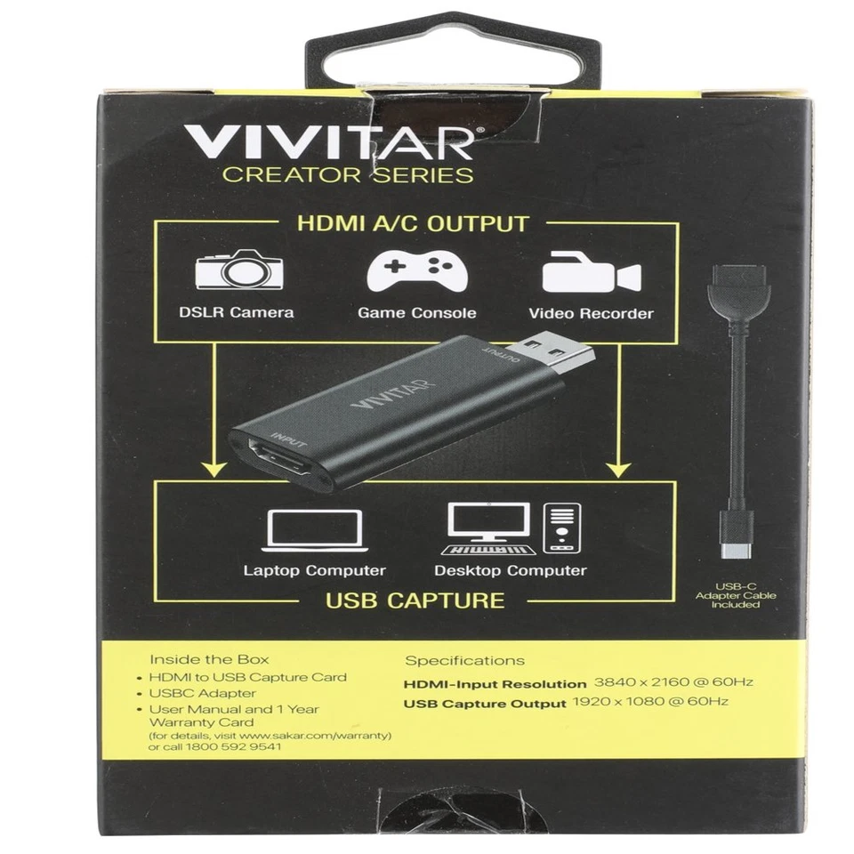 Vivitar HDMI Video Capture Card USB 3.0 1080P HD Recorder For Live Streaming - image 4 of 4