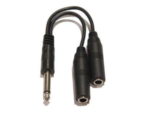1/4" inch 6.3 mm Mono Male TS to 2 x 1/4" Mono Female TS Splitter Y Patch Cable - Afbeelding 1 van 2