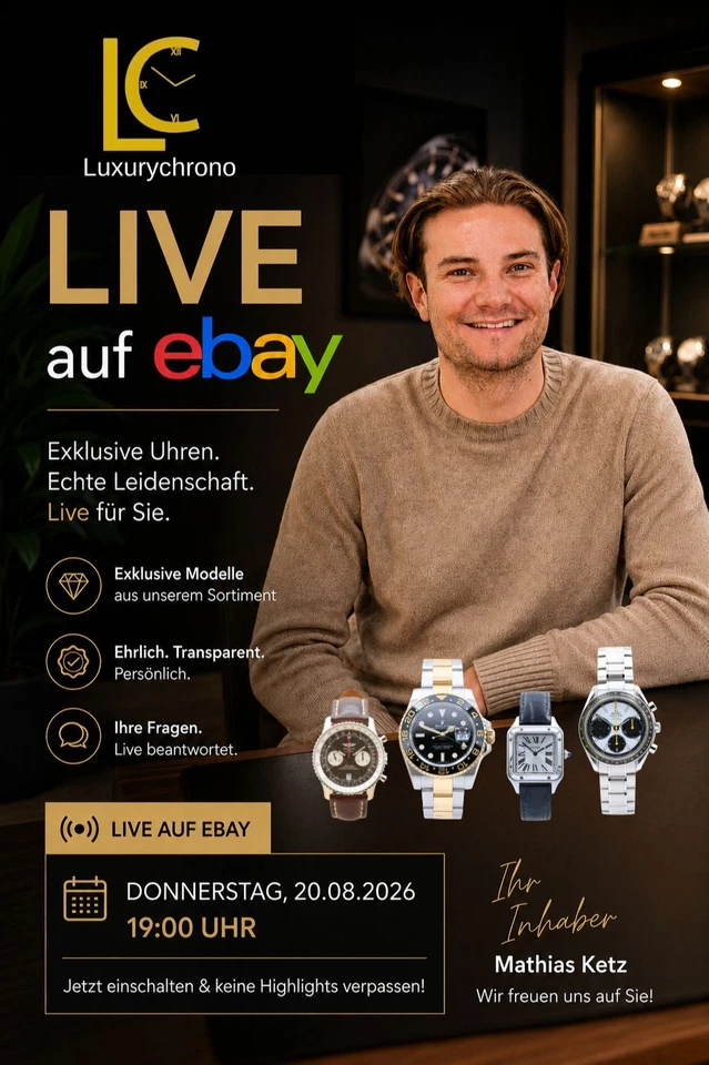 Rolex, Breitling und Omega ab 1€! Große Uhrenauktion von Luxurychrono!