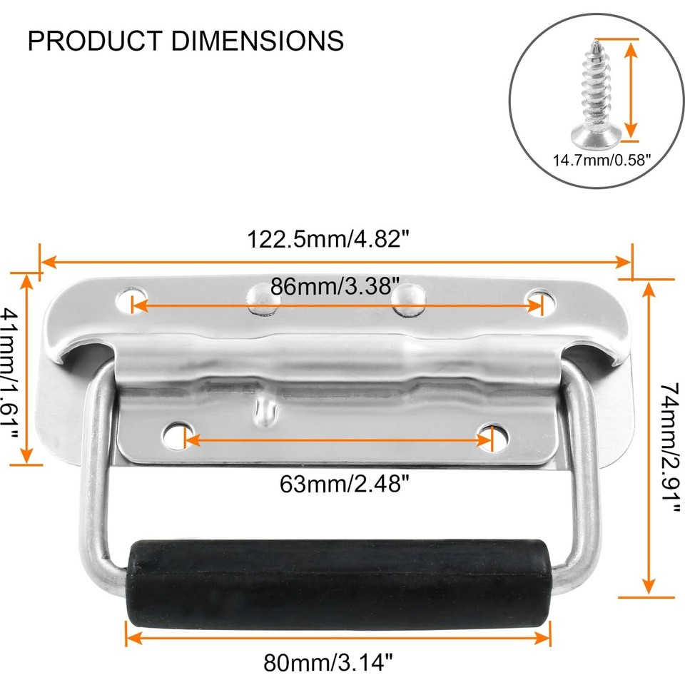Spring Loaded Case Handles, 2 Pcs, Stainless Steel, Surface Mount ...