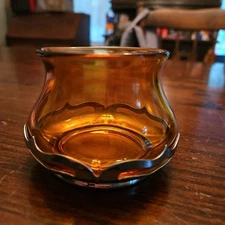 Vintage Krome Kraft Amber Sugar Bowl Without Lid Farber Bros ~  Great Condition!