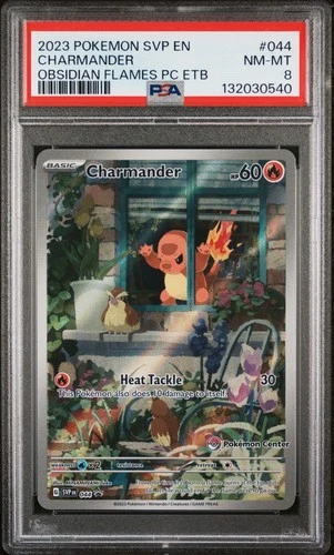 Charmander Pokemon Center Stamped Promo 044 SVP Obsidian Flames PSA 8 NM/MT