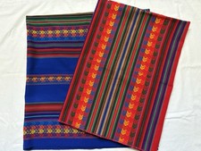 Manta textil peruana hecha a mano tela vintage colores brillantes (juego de 2 - sin usar)