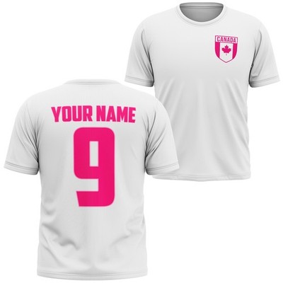 Personalisiertes Kanada Mädchen T-Shirt rosa Kanada Design individueller Name Fußball Foo...