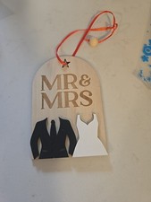 MR. D MRS. Christmas ornament With Dress And Black Tie. With Christmas Card New