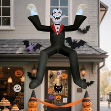 10Ft Spooky Halloween Inflatable Seated Vampire Outdoor Yard Decoration with Led