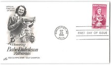 US #1932 Babe Zaharias FDC, 1981, Golf