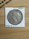 1922-D Peace Silver Dollar - Uncertified Circulated-90% Silver - F - [#7206-P]