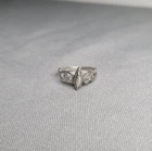 Vintage 925 Silver Scrollwork Marquise Ring Size 5