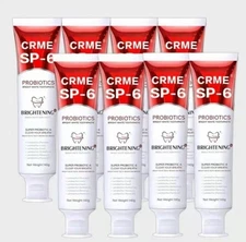 8-Pack CRME SP-6 6-Probiotic Whitening Toothpaste  Brighten ( 09/11/2027)