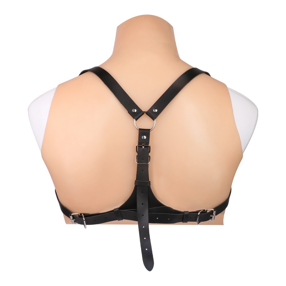 QKKQ Chain PU Leather Corset Lingerie Sexy Bra Waist Cincher for Roleplay