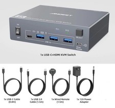 Dual Monitor KVM Switch Laptop  Desktop 4K 60Hz USB C  HDMI 80W PD Charging