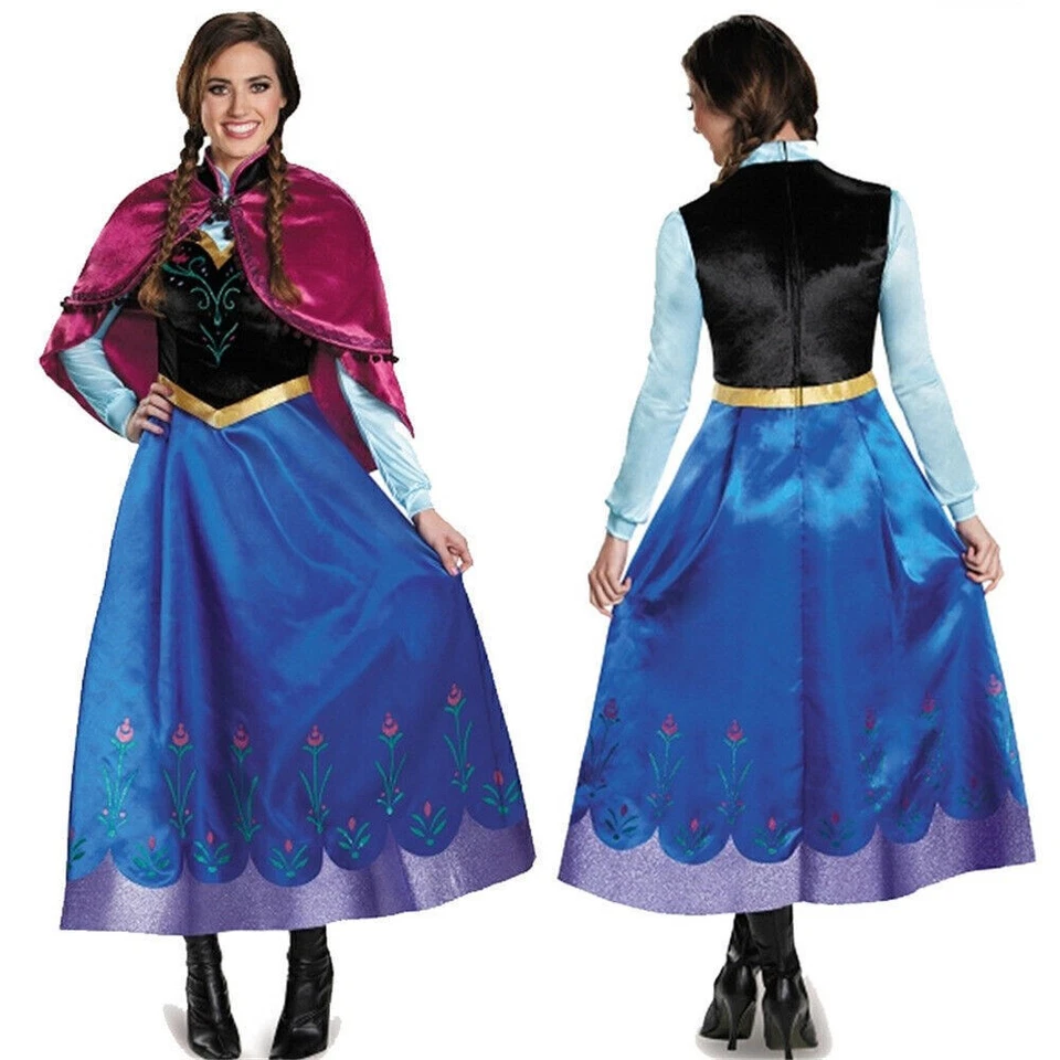 Damen Frozen Prinzessin Elsa Anna Party Kleider Fasching Karneval Cosplay Kostüm - Bild 3 von 4