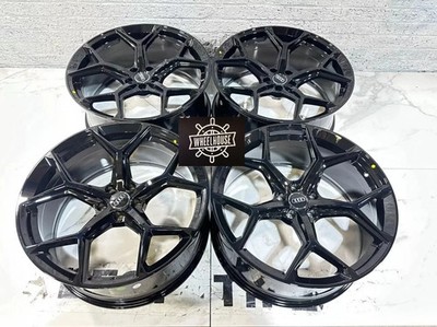 (4) 20x9 AUDI RS6 GLOSS BLACK WHEELS RIMS A3 A4 A5 A6 A7 S4 S5 RS 5x112 +32MM