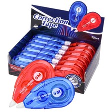 White Correction Tape 12 Pack Red Blue Applicator 6M Instant Writing Fix