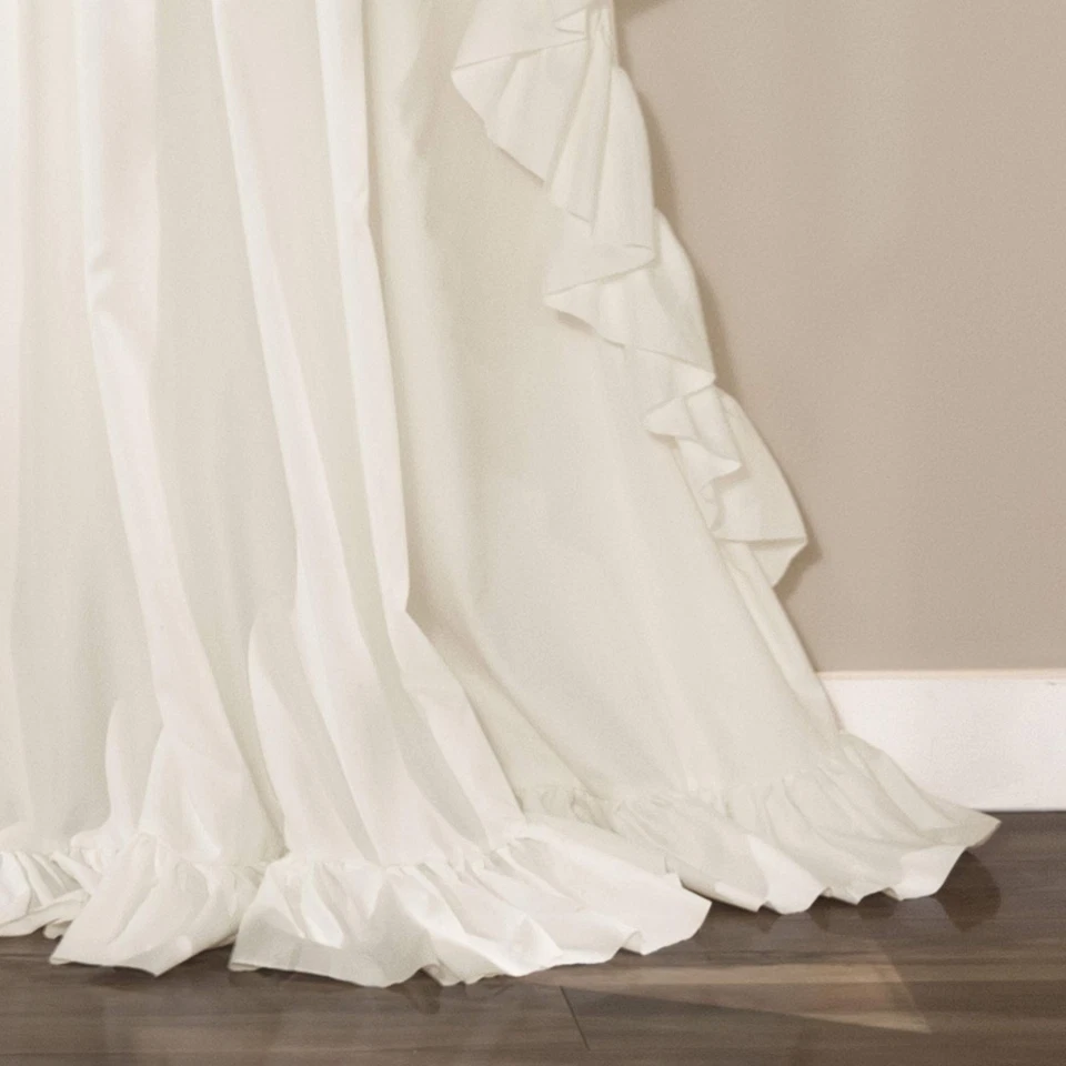 Reyna Juego de Cortinas de Ventana con Volantes 54x84 Blanco Pack de 2 Cortinas Filtradoras de Luz Foto 4 de 4