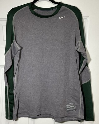Nike Men's XL Team MLB Authentic Collection Long Sleeve Shirt Grey/Green NikeFIT