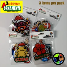 Pack of 12 ( 3 ornaments per pack) Puerto Rico Christmas Ornaments