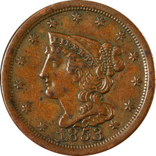 1853 Braided Hair Half Cent
