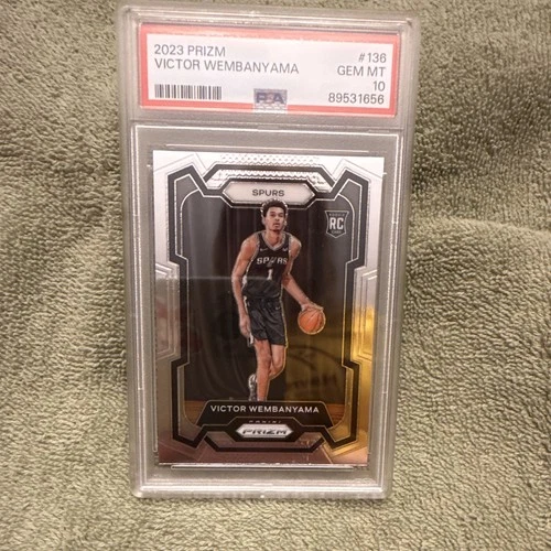 Panini 2023-24 Prizm Victor Wembanyama #136 Rookie Base RC PSA 10 Spurs