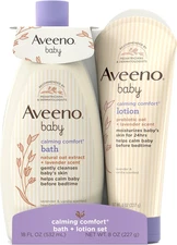 Aveeno Baby Calming Comfort Bath & Body Lotion Set, Nighttime Baby Skin Care Pro