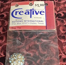 VTG Creative Notions International NOS Ring Top In Unopened Package-Blue Jewels