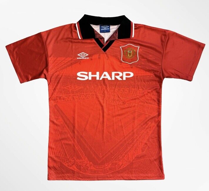 Vtg 94-96 Umbro Sharp Manchester United Home Rare Soccer Vtg 94-96 Umbro Sharp Manchester United Home Rare Soccer