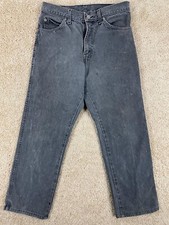 Vintage ITC Denim Jeans Men's 32x28 Made in USA Straight Leg Dark Wash Black