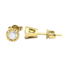 14k Gold Stud Earrings 0.02ct Round Lab-Created Diamond 4 Prong Miracle FG VS2