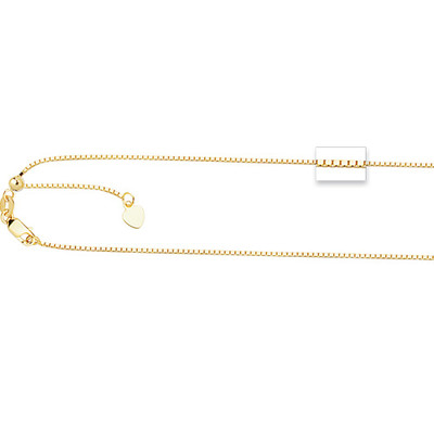 14k Yellow Gold 30'' Adjustable Box Link Pendant Chain/Necklace  4 Grams
