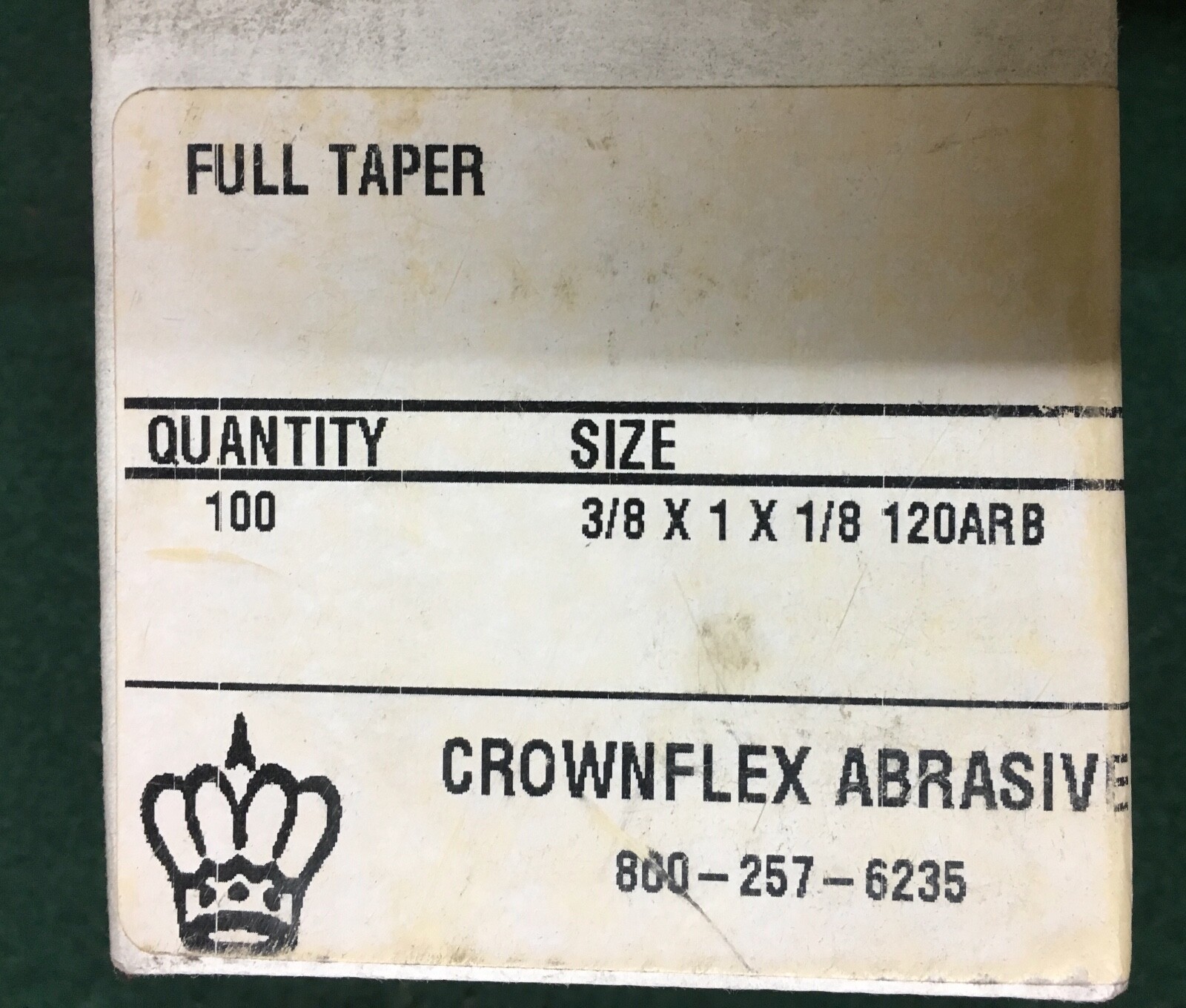 Crownflex Abrasive 3/8″ x 1″ x 1/8″ Full Tapered Cartridge Roll (100 pk