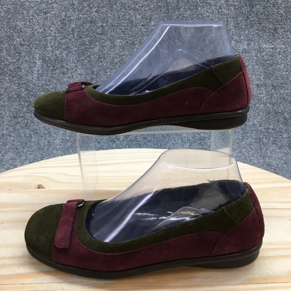 Аэрозоли туфли женщин 7,5 B пижамы повседневный слипоны плоскостях бордовый зеленый замши - Изображение 2 из 4
