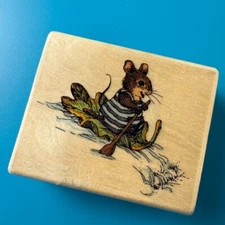 Leaf Surfing~Holly Pond HIll~Rubber Stamp~ 2.75"X 2.25"~InterArt, Uptown F13025