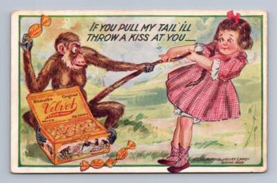Hildreth's Velvet Candy Co. Advertising Monkey Boston Antique Postcard 1910