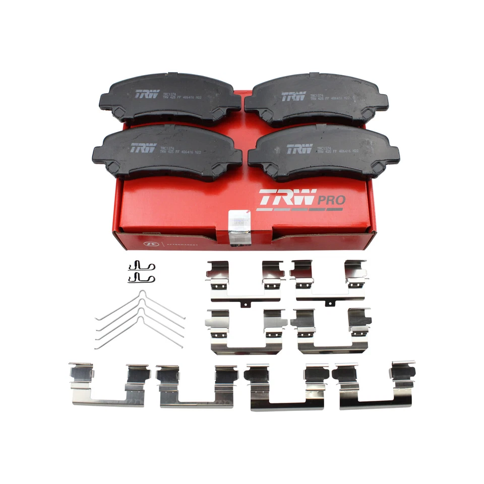 Juego de pastillas de freno delanteras de cerámica TRW Pro con herrajes para Nissan Juke Máxima Sentra Foto 3 de 4