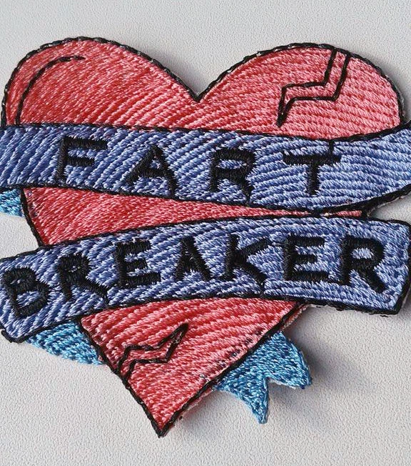 Fart Breaker Heart Handmade Sew-On Embroidered Patch - Image 4 of 4
