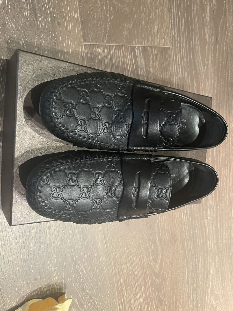GUCCI Guccisima Margaux Calf Black Leather Loafers Driver GUCCI Guccisima Margaux Calf Black Leather Loafers Driver