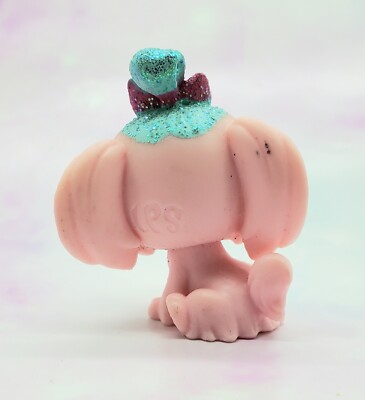 Littlest Pet Shop Mini # 2-2 Jammy Lapdog Pink Teal Glitter
