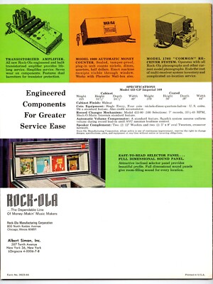 Rock Ola GP Imperial 433 FLYER Original 1966 Phonograph Music