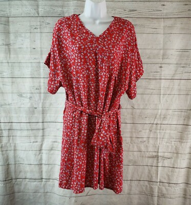Antoine Lili Womens Printed Dress Sz US 12 Red Blue Floral