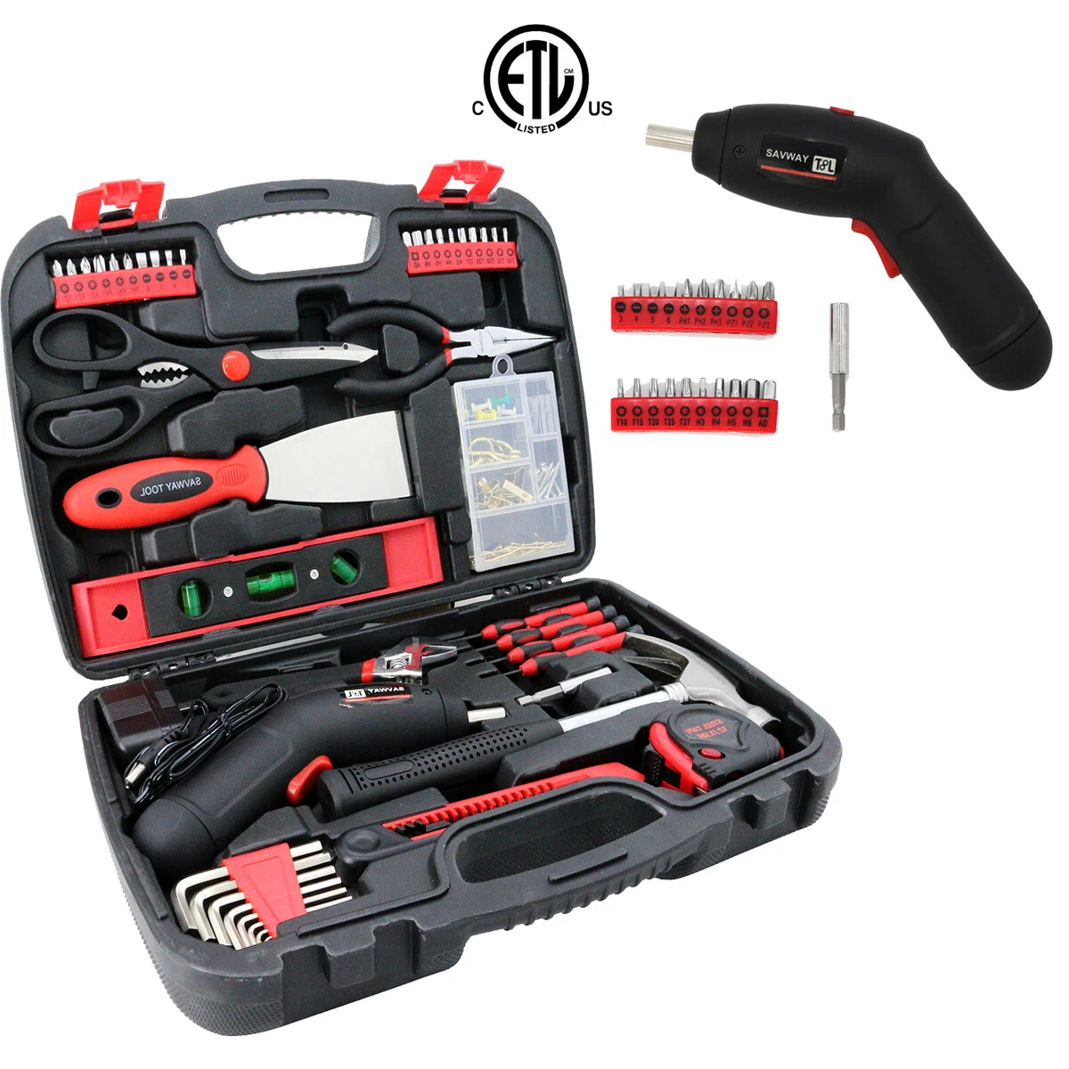SAVWAY 143 PCS Household Hand Tools Set Mechanics Tool Kit with