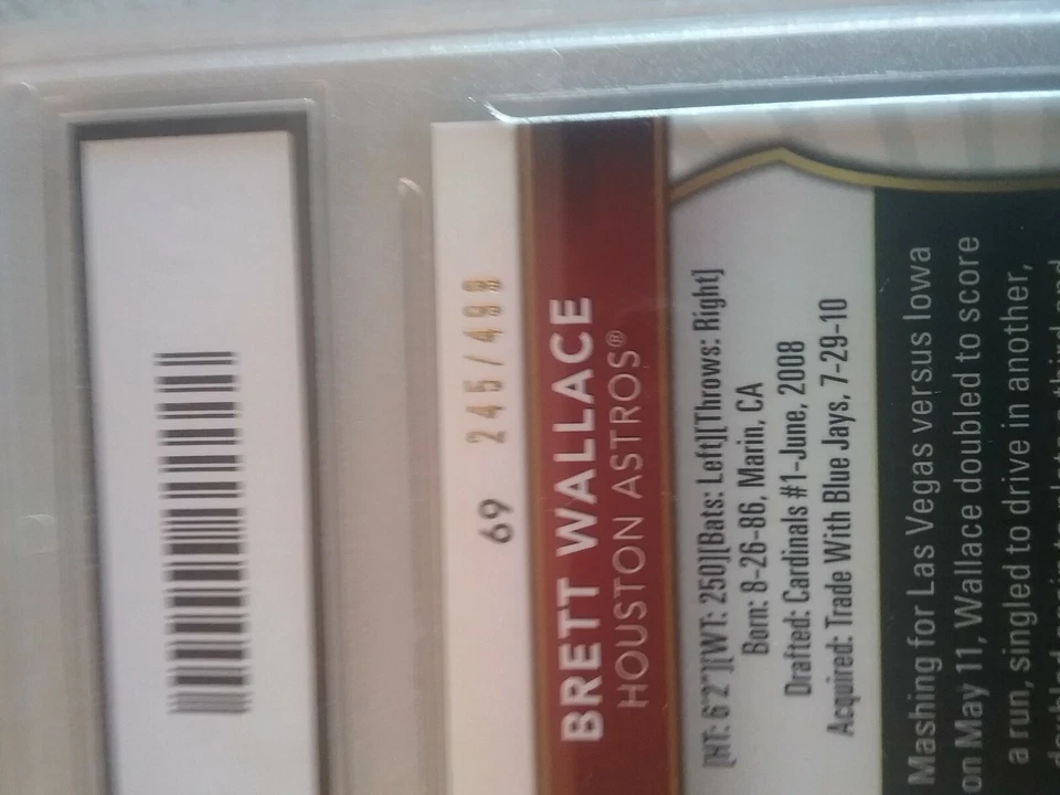 Brett Wallace 2011 Topps Finest #69 245/499 autógrafo refractor novato gema MT 10 Foto 3 de 4