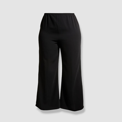 $255 Caroline Rose Womens Black Suzette Crepe Straight-Leg Pants Plus Size 1X
