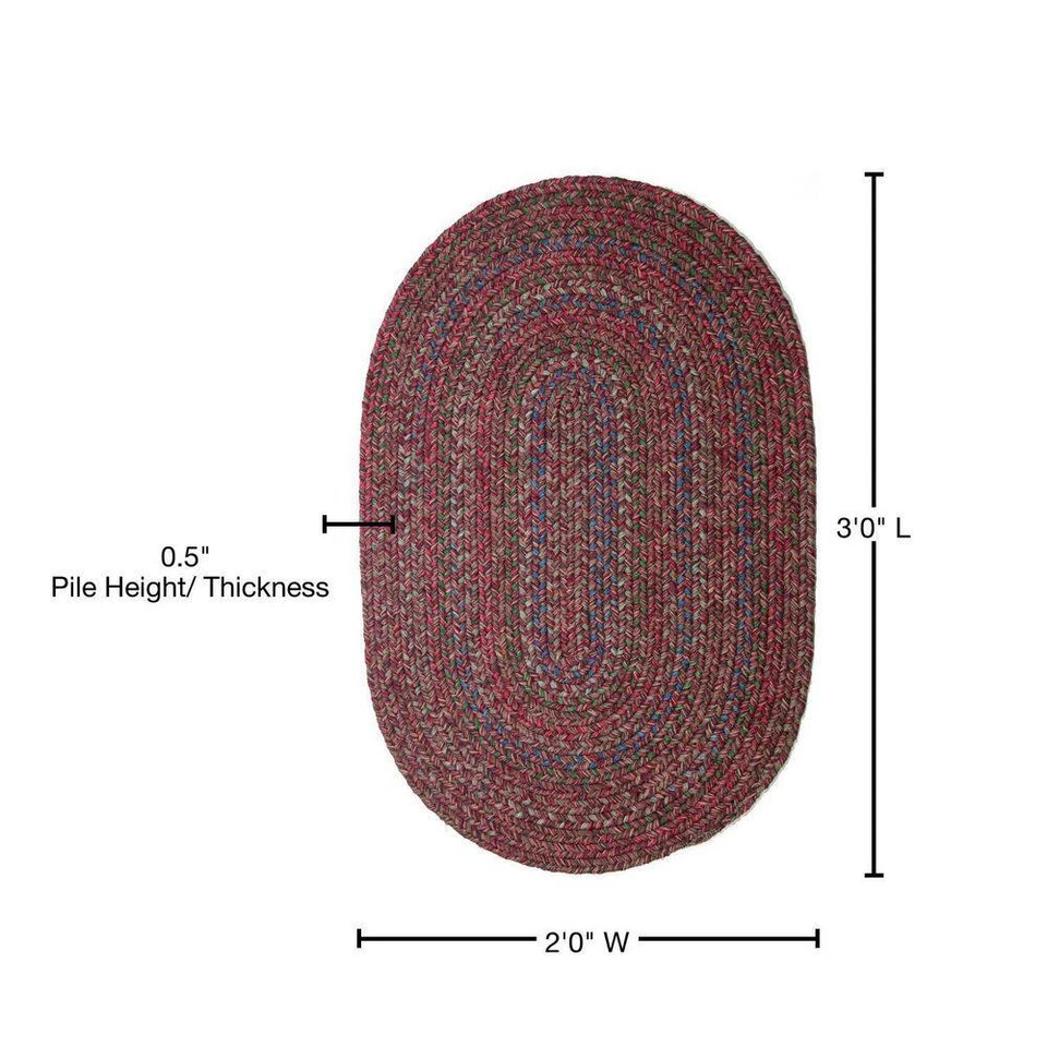 Winslow Borgoña Rojo Multicolor 2 Pies X 3 Pies Área trenzada ovalada interior/exterior Foto 4 de 4