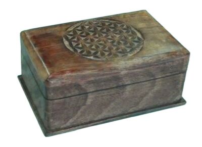 Trickbox aus Palisander-Holz, Schatulle , Blume des Lebens, ca. 16 x 11 x 7 cm