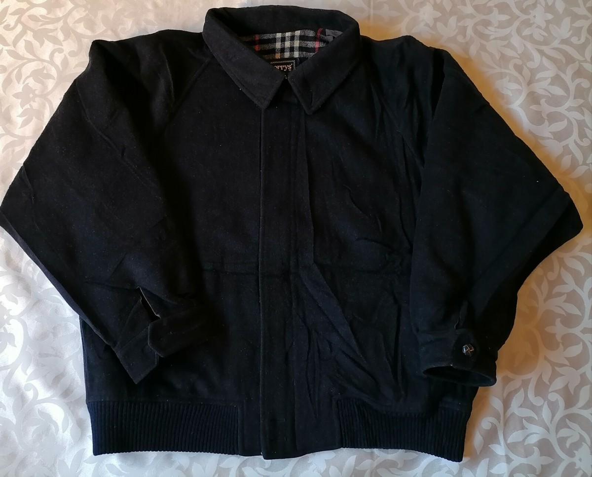 BURBERRY'S VINTAGE HARRINGTON MEN'S JACKET BOMBER WOOL NAVY BURBERRY'S VINTAGE HARRINGTON MEN'S JACKET BOMBER WOOL NAVY