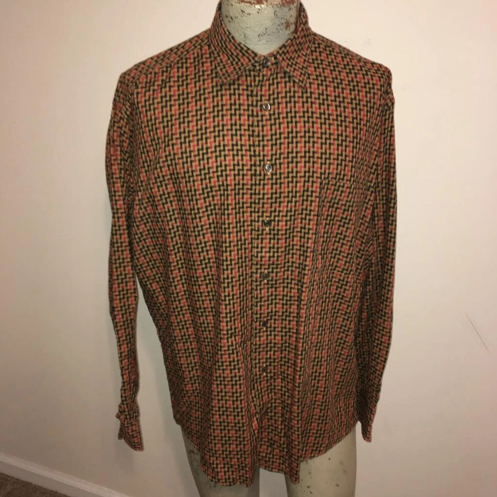Camicia Burberry London nero marrone rosso zig zag stampa grafica L