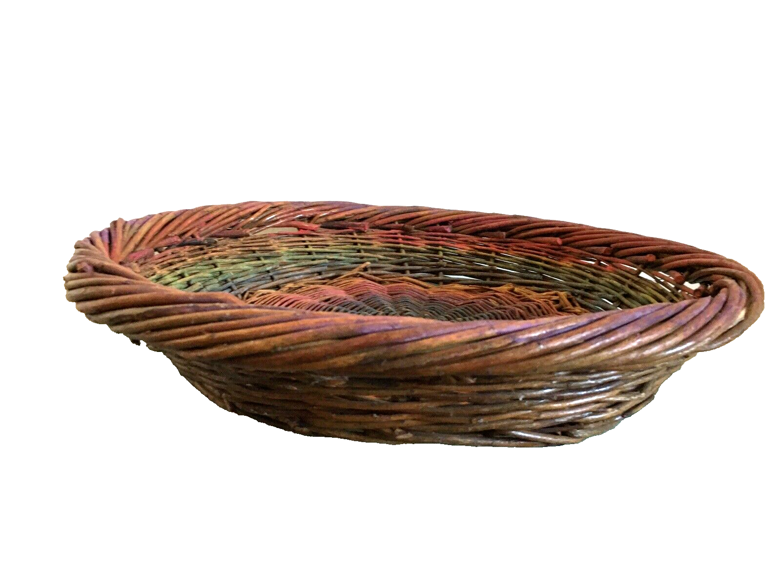 Vintage Large Round Wicker Rustic Veg Fruit Display Coloured Basket 14