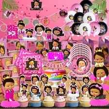 BLACK GIRL BABY BOSS PARTY SUPPLIES BIRTHDAY DECORATION BALLOON TABLEWARE SHOWER